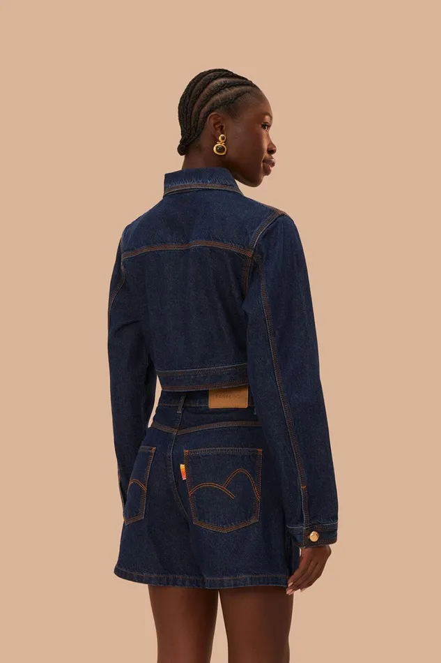 Women Dark Denim High Waist Skirt Denim FARM Rio Skirts