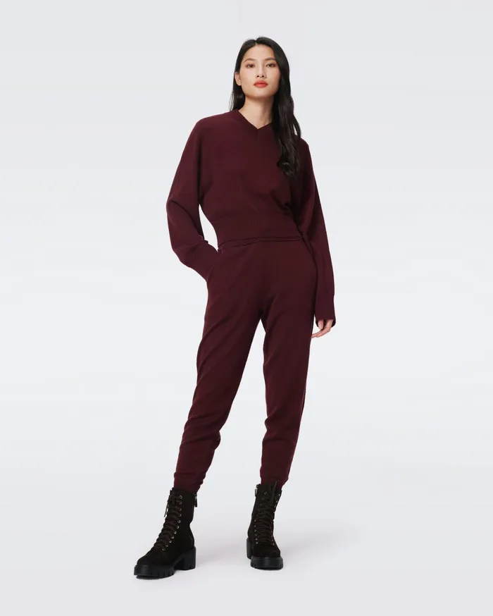 Women Delano WoolCashmere Pants Tawny Port DVF Pants and Shorts