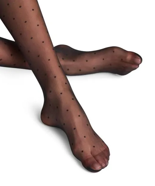 Women Dot 15 DEN Women Stay Ups Black FALKE Thigh Highs