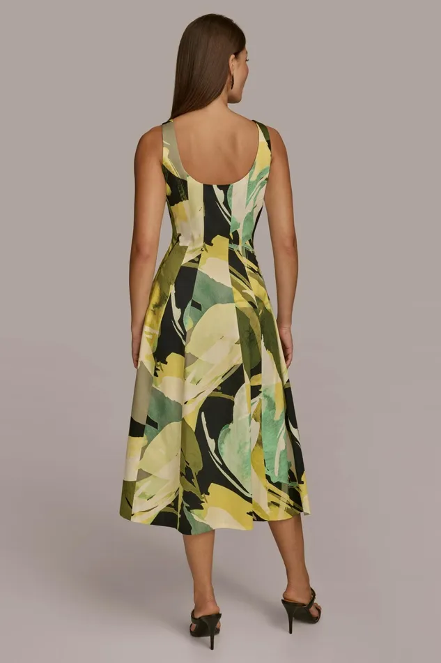 Women Dresses And Jumpsuits Donna Karan ABSTRACT MIDI FIT AND FLARE DRESS Black
