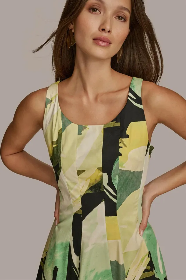 Women Dresses And Jumpsuits Donna Karan ABSTRACT MIDI FIT AND FLARE DRESS Black