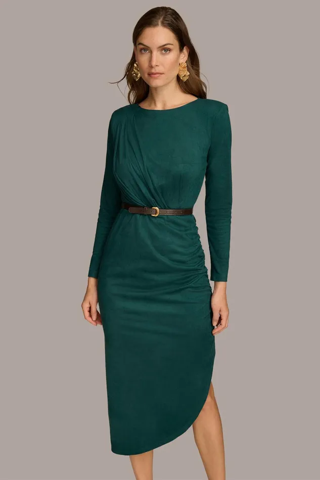 Women Dresses And Jumpsuits Donna Karan ASYMMETRICAL SKIRT SHEATH DRESS Spruce