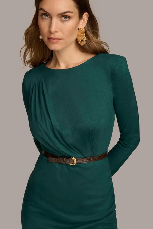 Women Dresses And Jumpsuits Donna Karan ASYMMETRICAL SKIRT SHEATH DRESS Spruce