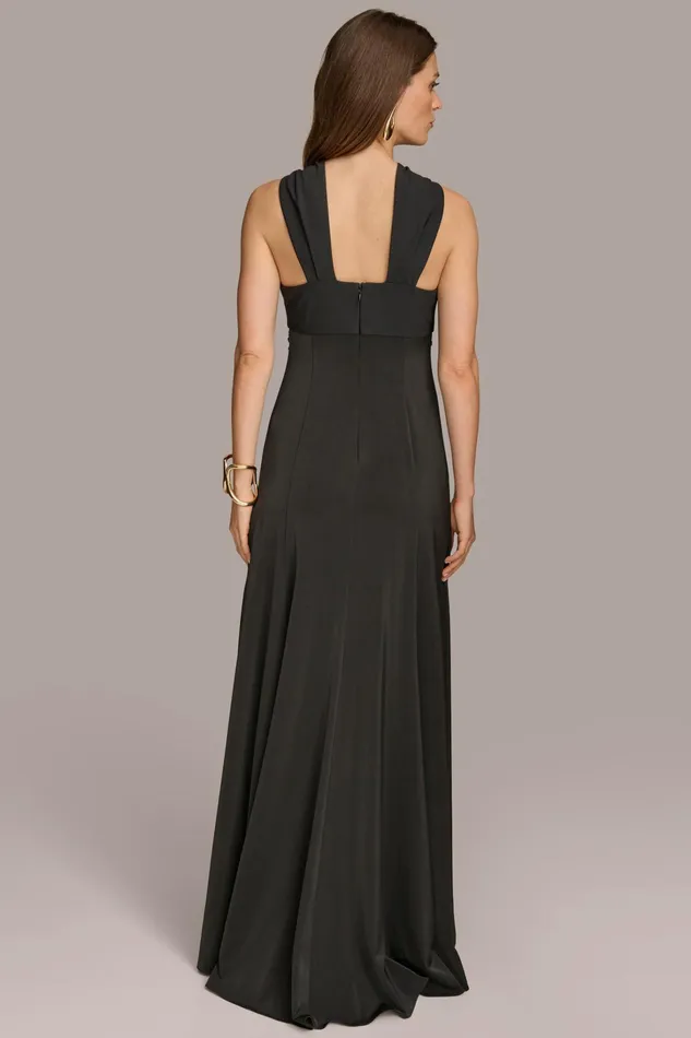 Women Dresses And Jumpsuits Donna Karan CRISS CROSS HALTER ALINE GOWN Black