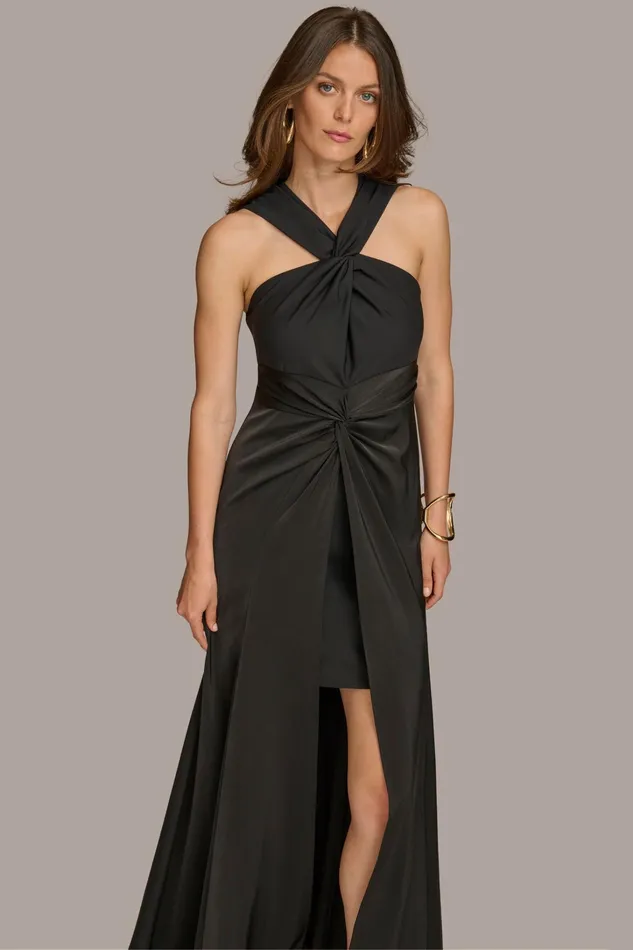 Women Dresses And Jumpsuits Donna Karan CRISS CROSS HALTER ALINE GOWN Black