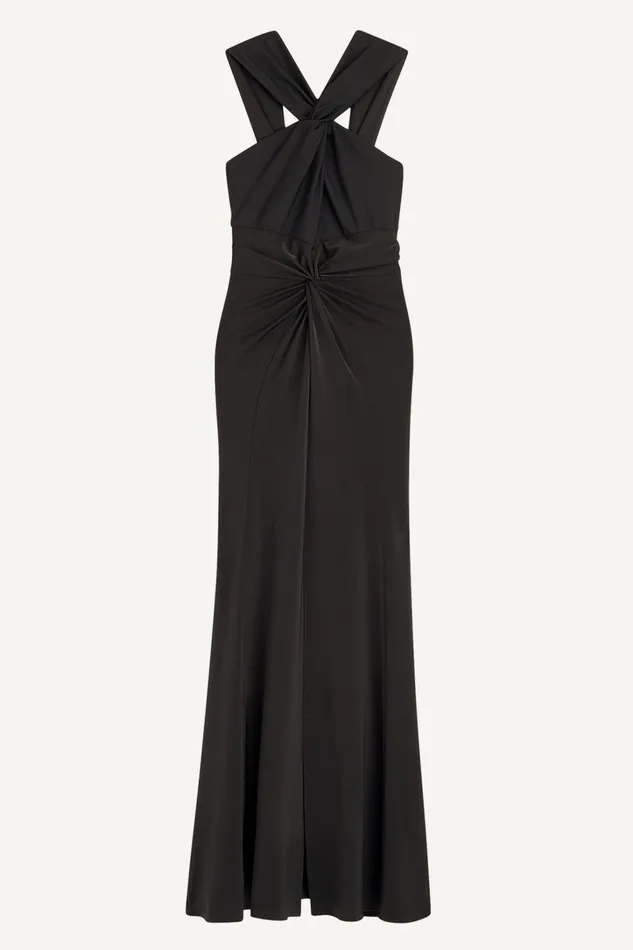 Women Dresses And Jumpsuits Donna Karan CRISS CROSS HALTER ALINE GOWN Black