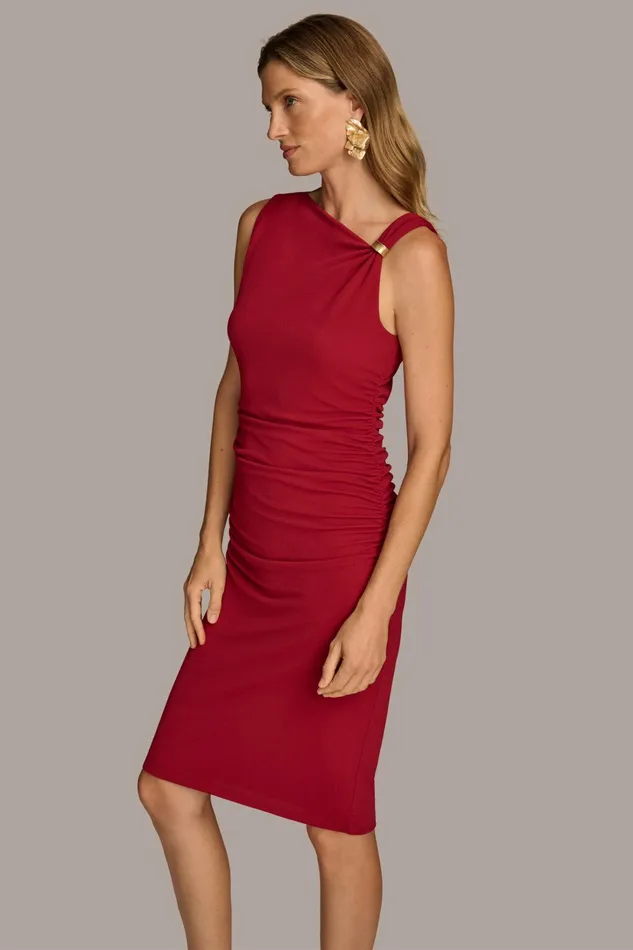 Women Dresses And Jumpsuits Donna Karan DRESS WITH SHOULDER HARDWARE Metropolitan Red