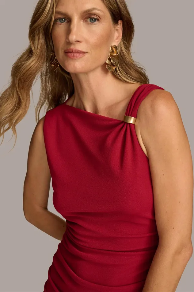 Women Dresses And Jumpsuits Donna Karan DRESS WITH SHOULDER HARDWARE Metropolitan Red