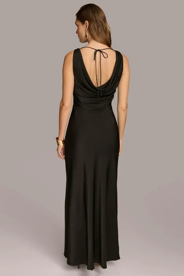 Women Dresses And Jumpsuits Donna Karan SATIN COWL NECK GOWN Black