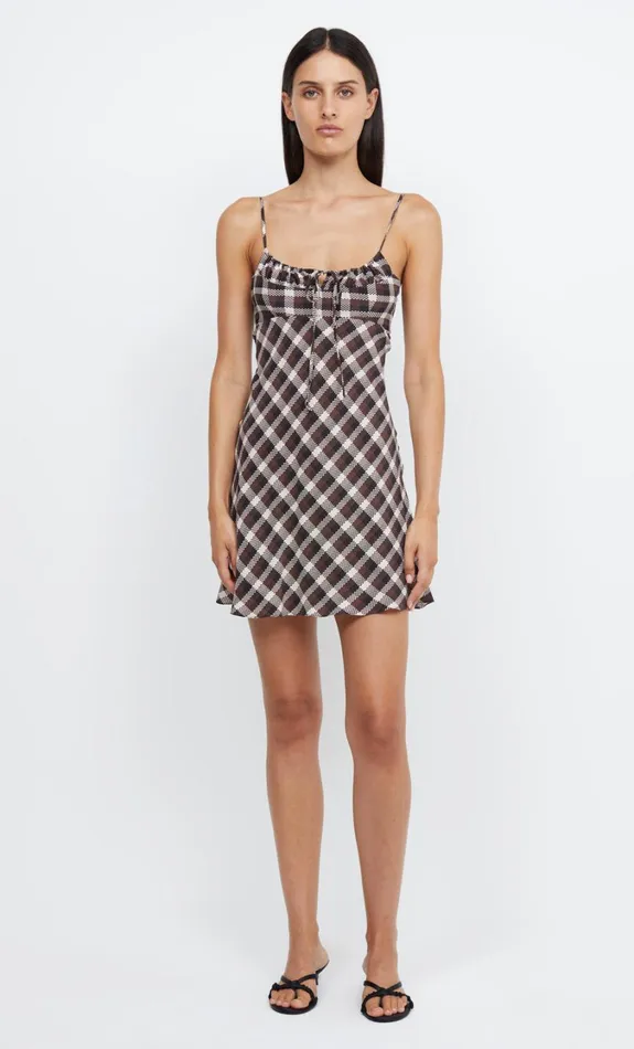 Women Dresses Bec Bridge CHIARA TIE MINI DRESS Basket Weave Check