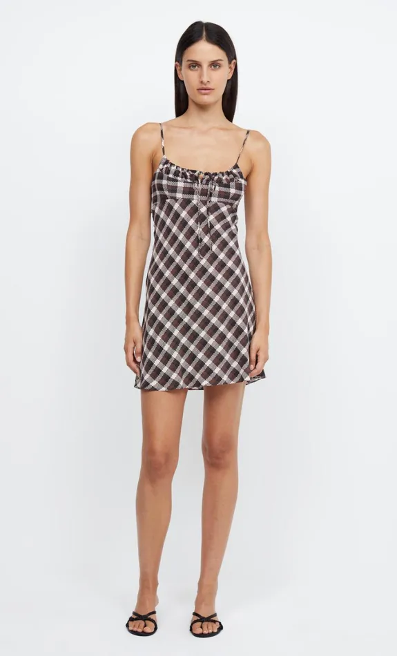 Women Dresses Bec Bridge CHIARA TIE MINI DRESS Basket Weave Check