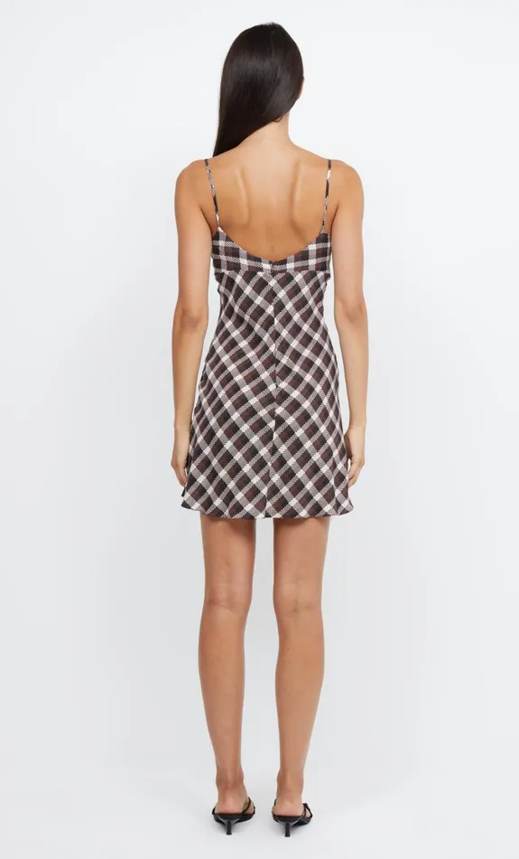 Women Dresses Bec Bridge CHIARA TIE MINI DRESS Basket Weave Check