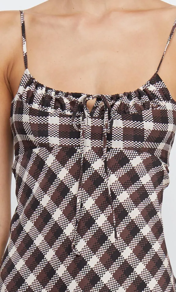 Women Dresses Bec Bridge CHIARA TIE MINI DRESS Basket Weave Check