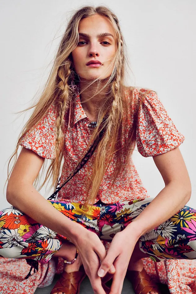 Women Dresses Free People Debbie Jean Shirtdress Red