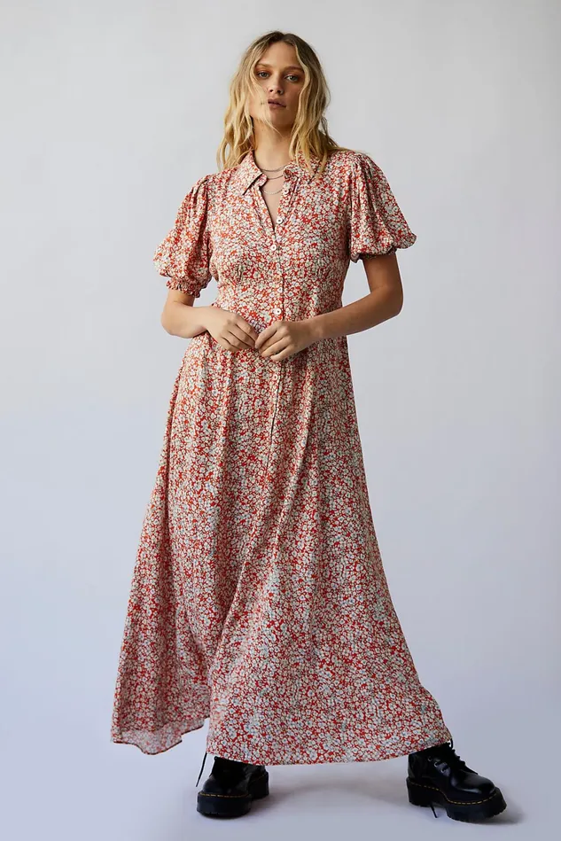 Women Dresses Free People Debbie Jean Shirtdress Red