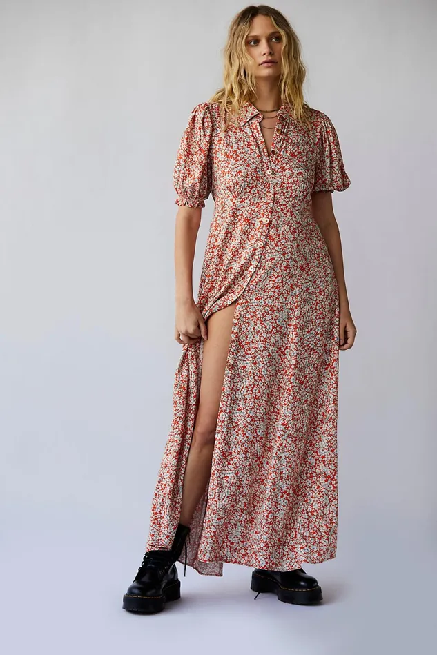Women Dresses Free People Debbie Jean Shirtdress Red
