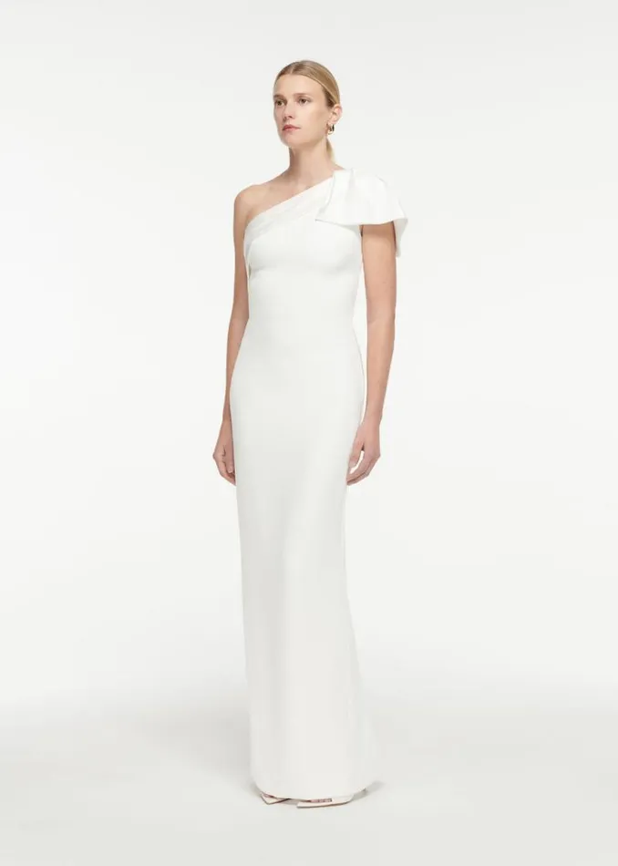 Women Dresses Roland Mouret Asymmetric Satin Crepe Gown