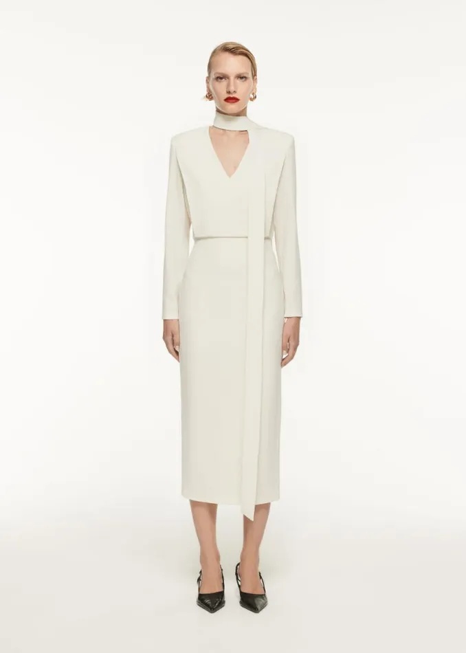 Women Dresses Roland Mouret Long Sleeve Blouson Detail Midi Dress