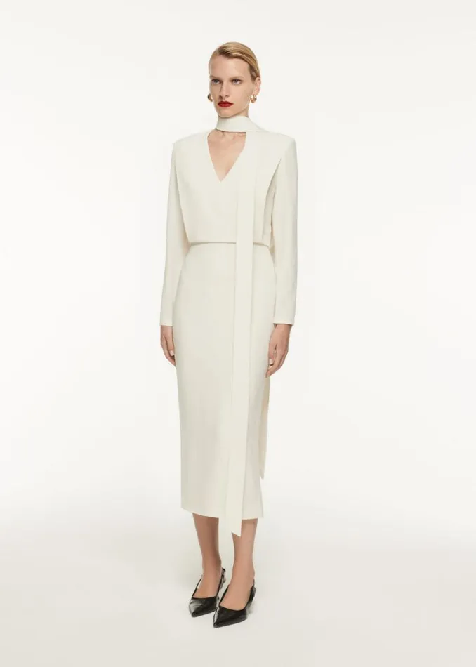 Women Dresses Roland Mouret Long Sleeve Blouson Detail Midi Dress