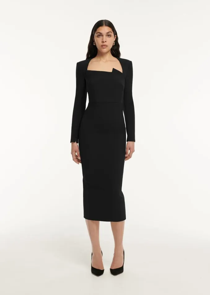 Women Dresses Roland Mouret Long Sleeve Crepe Midi Dress