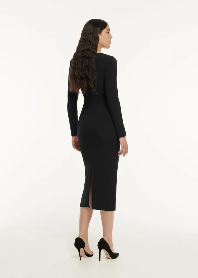 Women Dresses Roland Mouret Long Sleeve Crepe Midi Dress