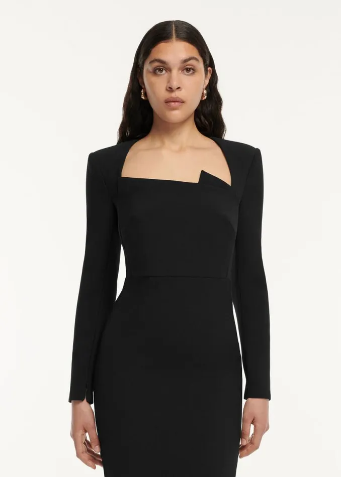 Women Dresses Roland Mouret Long Sleeve Crepe Midi Dress