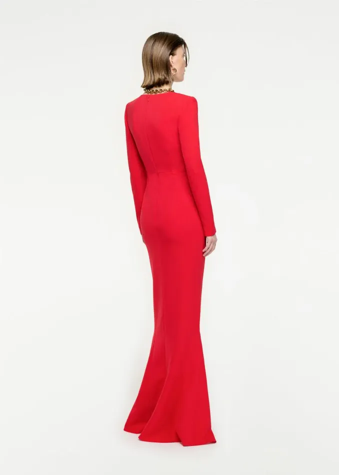 Women Dresses Roland Mouret Long Sleeve Stretch Cady Maxi Dress