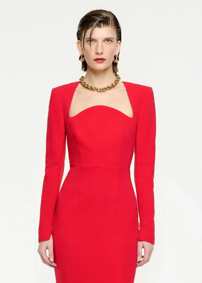 Women Dresses Roland Mouret Long Sleeve Stretch Cady Maxi Dress