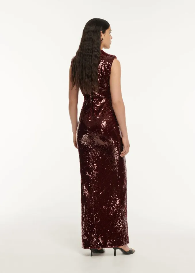 Women Dresses Roland Mouret Sequin Drape Maxi Dress