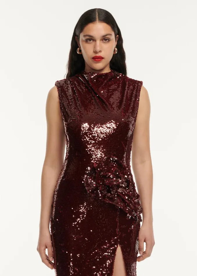 Women Dresses Roland Mouret Sequin Drape Maxi Dress