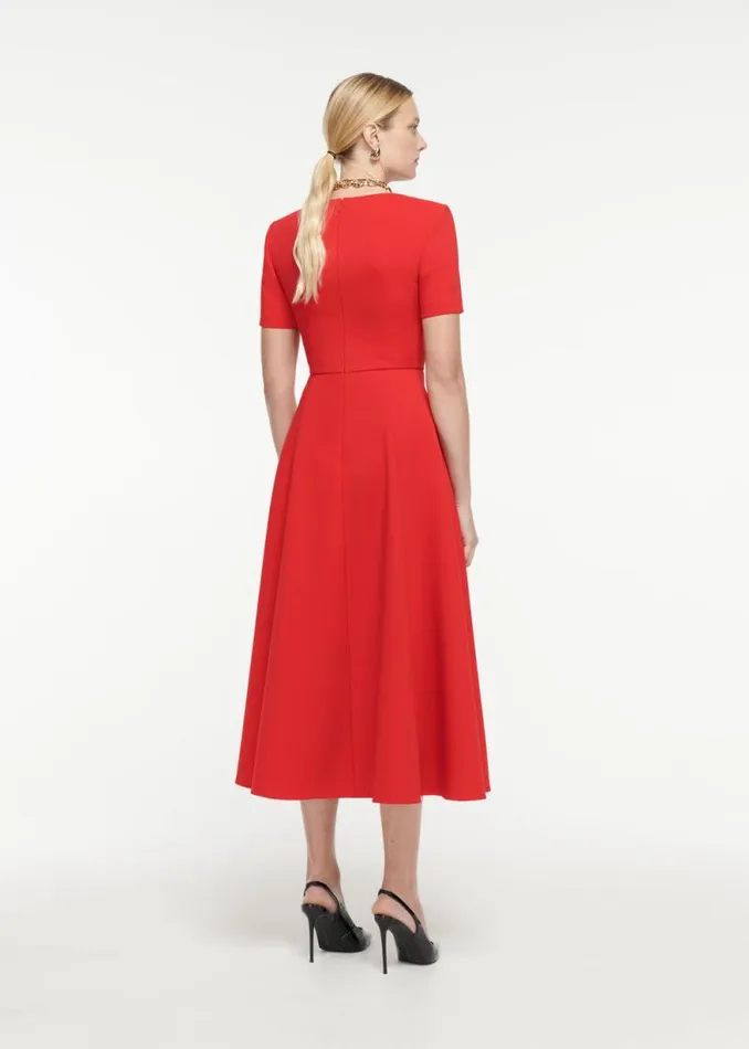 Women Dresses Roland Mouret Short Sleeve Crepe Midi Dress