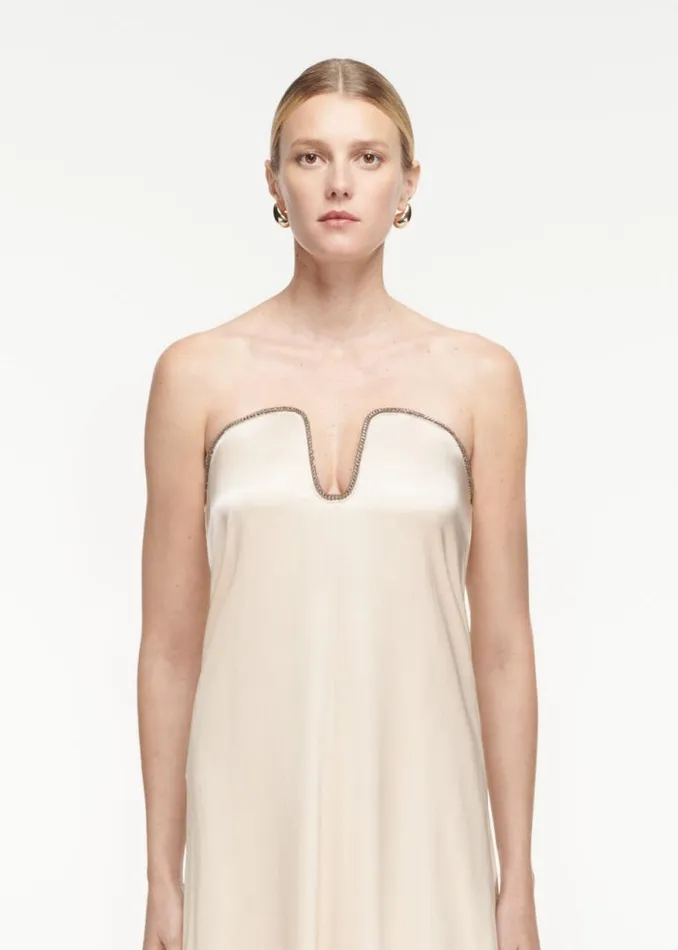 Women Dresses Roland Mouret Strapless Silk Satin Gown