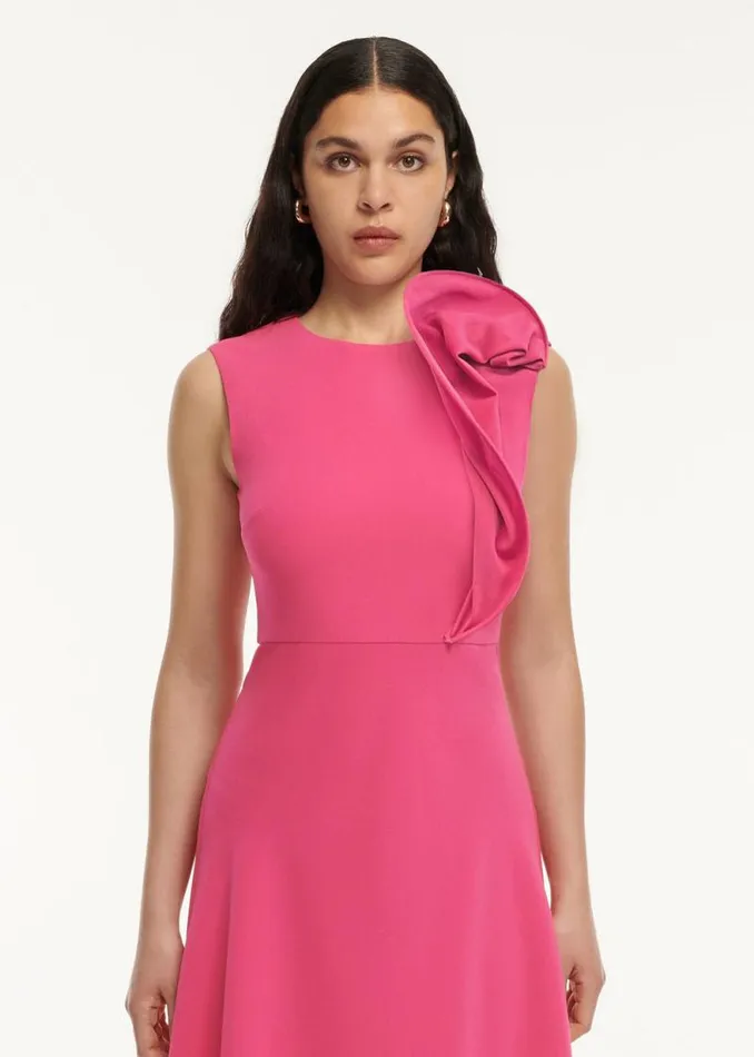 Women Dresses Roland Mouret Stretch Cady Drape Detail Midi Dress
