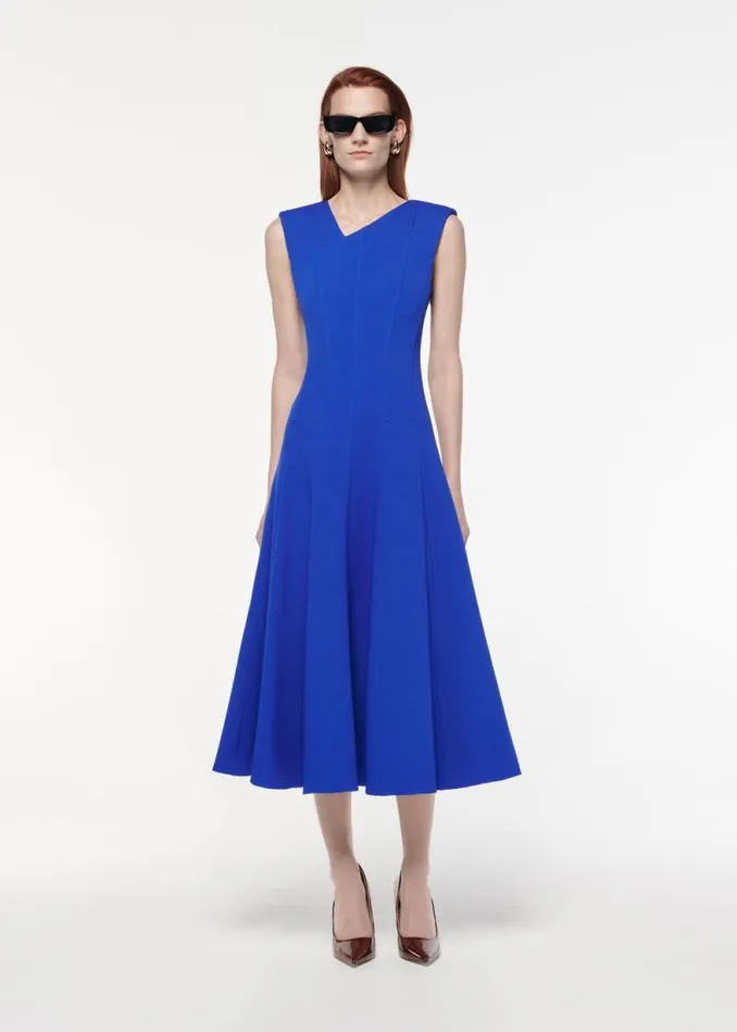 Women Dresses Roland Mouret Stretch Wool Silk Midi Dress