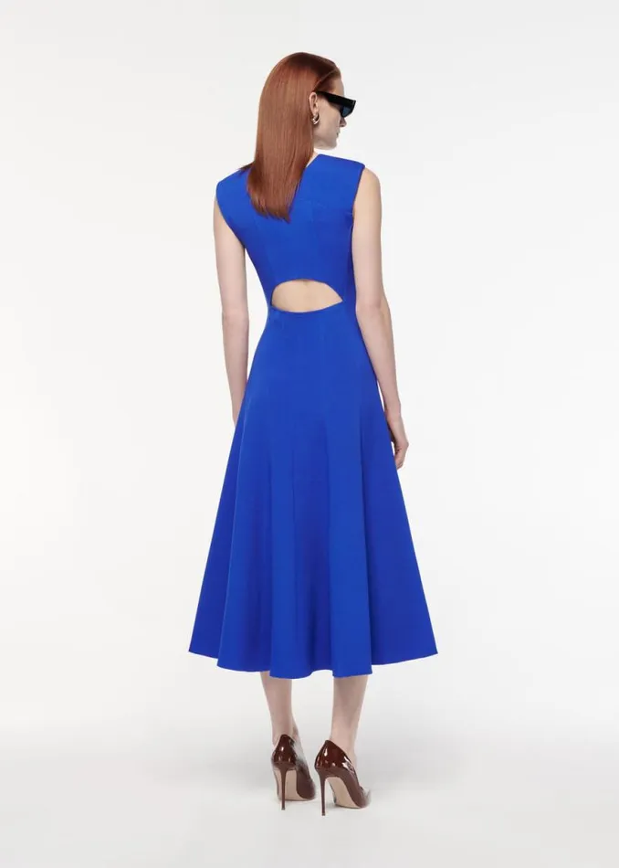 Women Dresses Roland Mouret Stretch Wool Silk Midi Dress