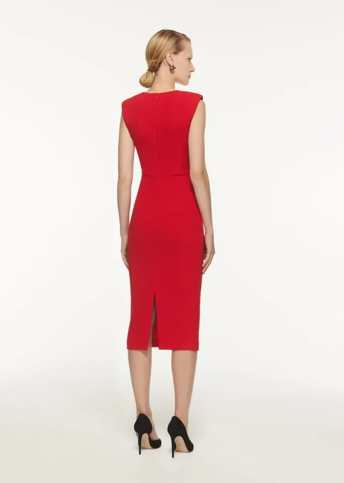Women Dresses Roland Mouret Wool Crepe Drape Detail Midi Dress