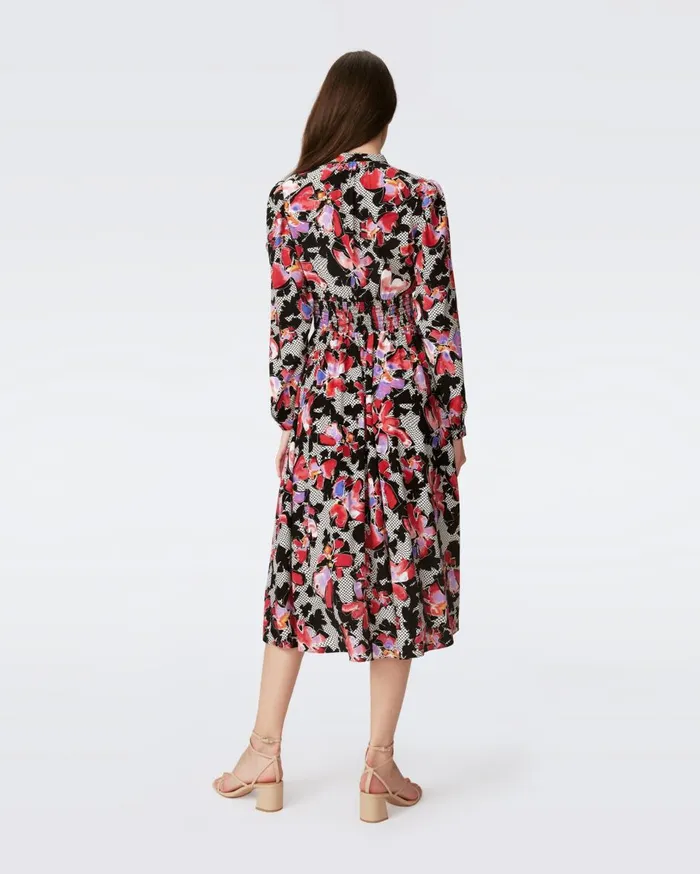 Women Erica Long Sleeve Midi Dress Odette Floral DVF Dresses