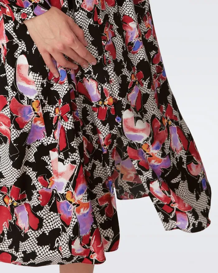 Women Erica Long Sleeve Midi Dress Odette Floral DVF Dresses