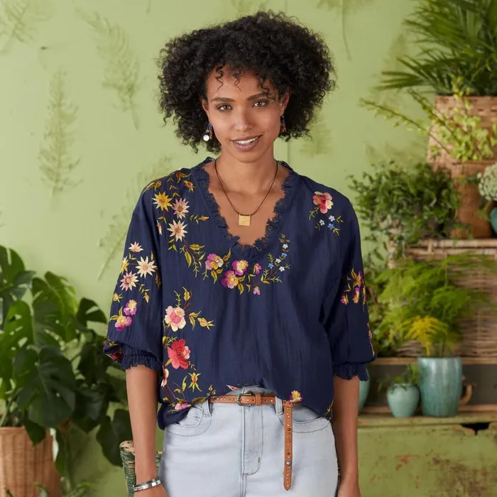 Women Florentina Top Petite Navy Sundance Catalog Petite Styles