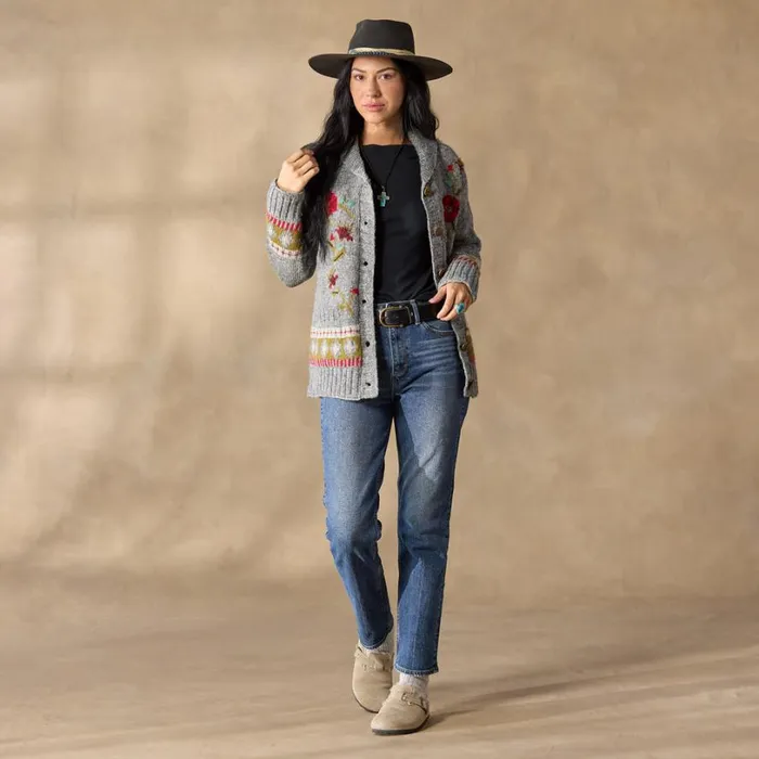 Women Flowering Vines Cardigan Heather Gray Sundance Catalog Sweaters Women Flowering Vines Cardigan Heather Gray Sundance Catalog Sweaters