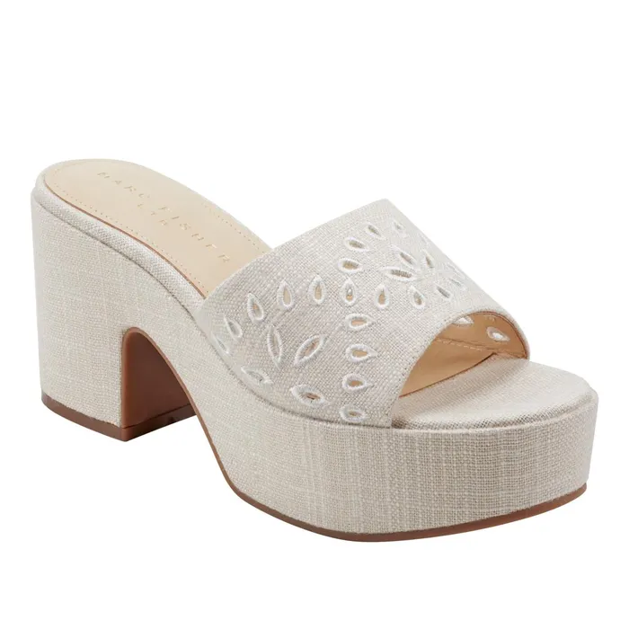 Women Foreva Platform Slide Sandal Light Natural Marc Fisher Mules and Slides