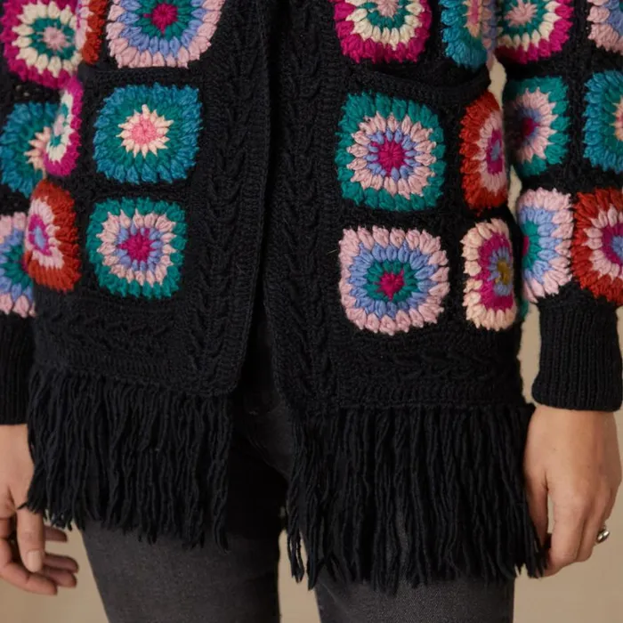 Women Fran Crocheted Cardigan Black Sundance Catalog Sweaters