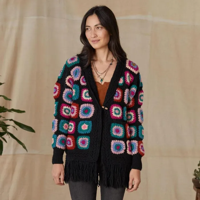 Women Fran Crocheted Cardigan Black Sundance Catalog Sweaters