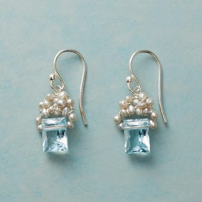 Women Frosted Blue Topaz Earrings Sundance Catalog Earrings
