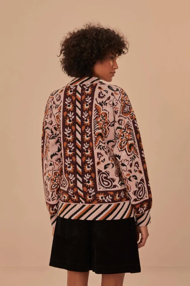 Women Glam Tapestry Knit Cardigan Glam Tapestry Burgundy FARM Rio Cardigans