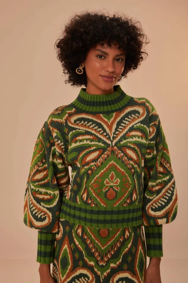 Women Green Pinneaple Ikat Sweater Pineapple Ikat Green FARM Rio Sweaters and Sweatshirts Women Green Pinneaple Ikat Sweater Pineapple Ikat Green FARM Rio Sweaters and Sweatshirts
