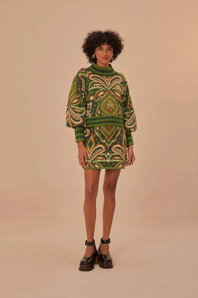 Women Green Pinneaple Ikat Sweater Pineapple Ikat Green FARM Rio Sweaters and Sweatshirts