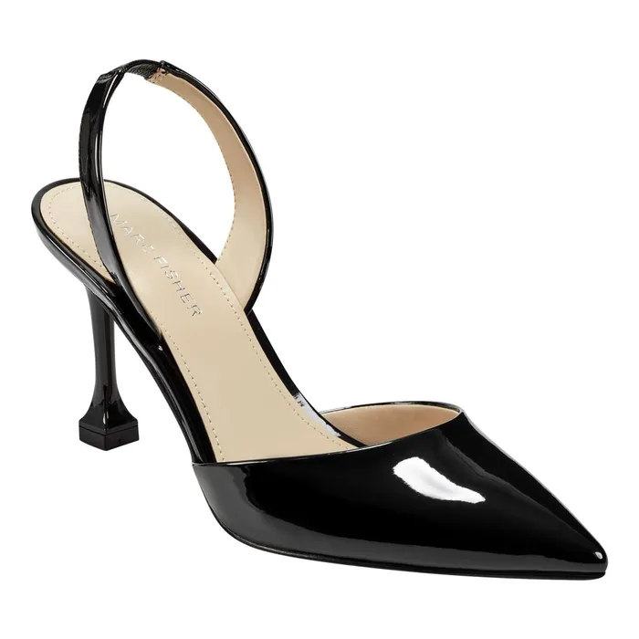 Women Hadya Slingback Pump Black Patent Marc Fisher Heels and Pumps