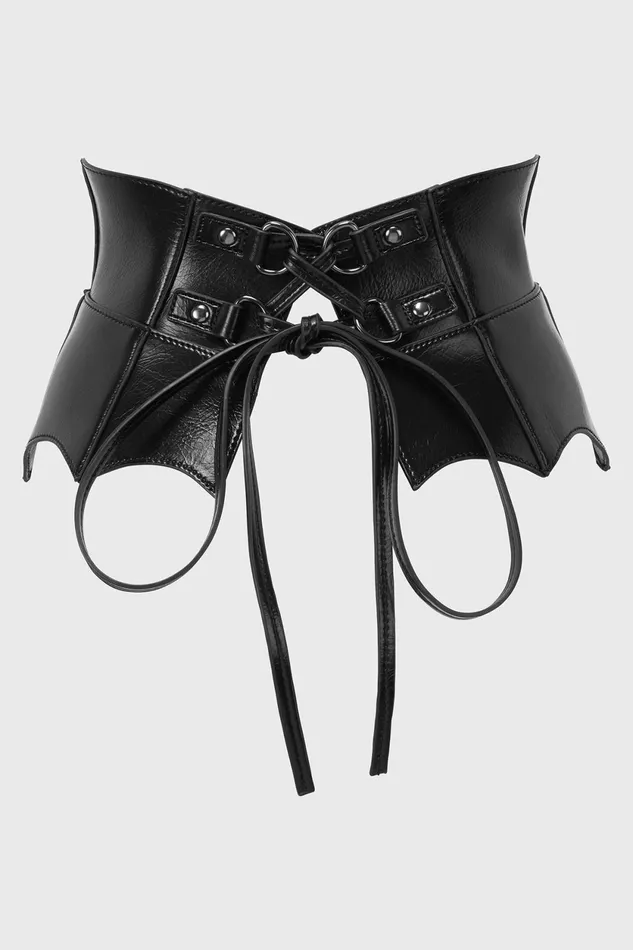 Women Harnesses and Belts Killstar Wetland Bat Peplum Corset