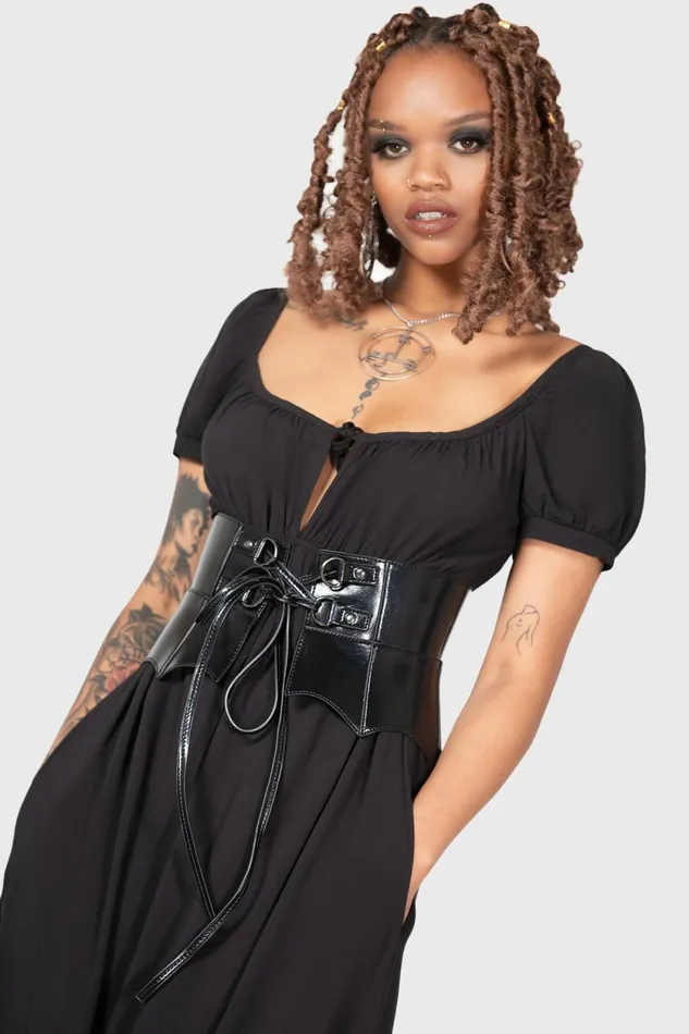 Women Harnesses and Belts Killstar Wetland Bat Peplum Corset